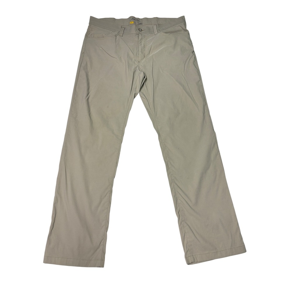 Eddie Bauer Travex Pants Mens 38x32 Beige Nylon Blend Outdoor Hiking Casual